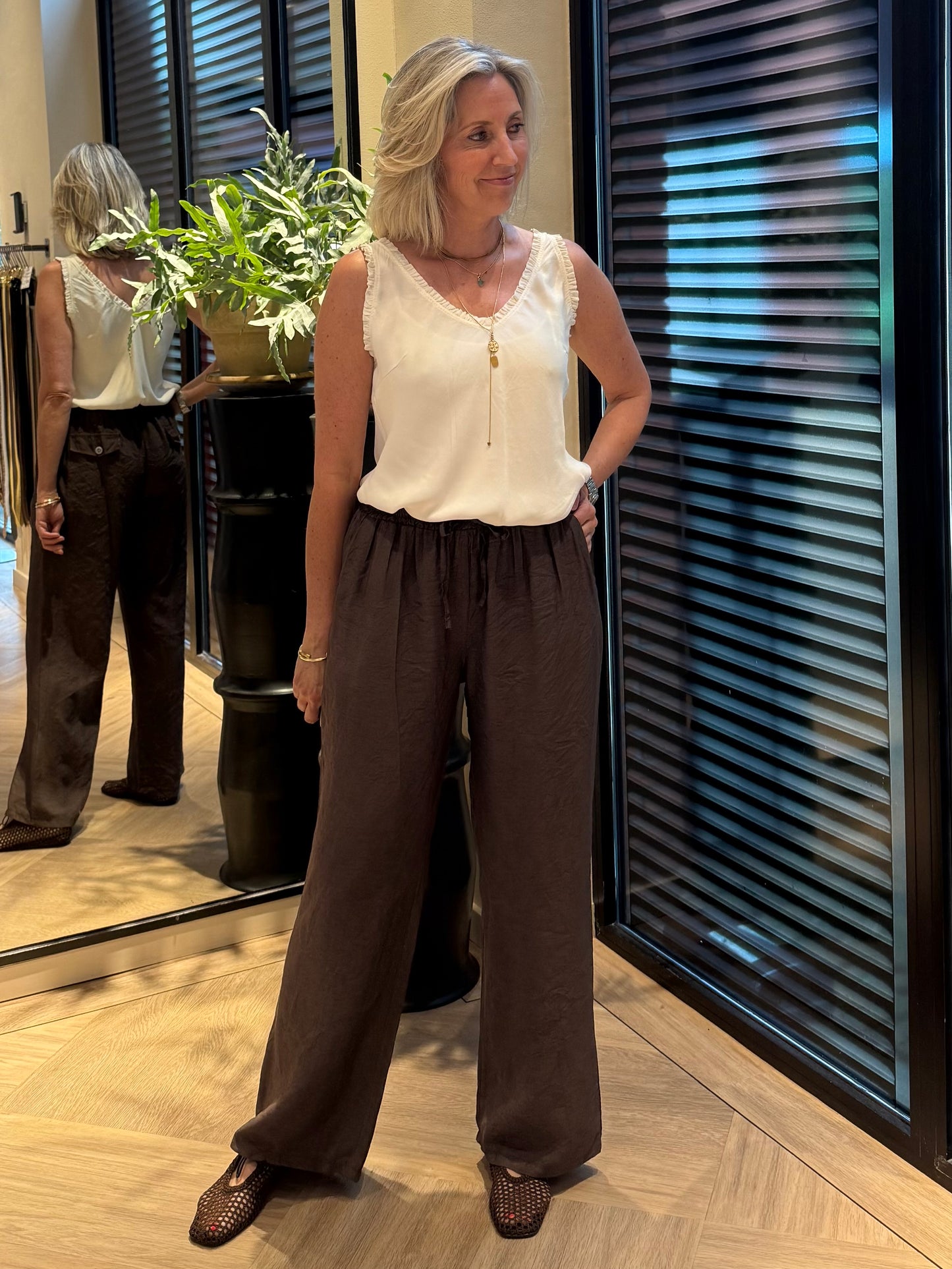 Broek Amy Wide Leg Bruin