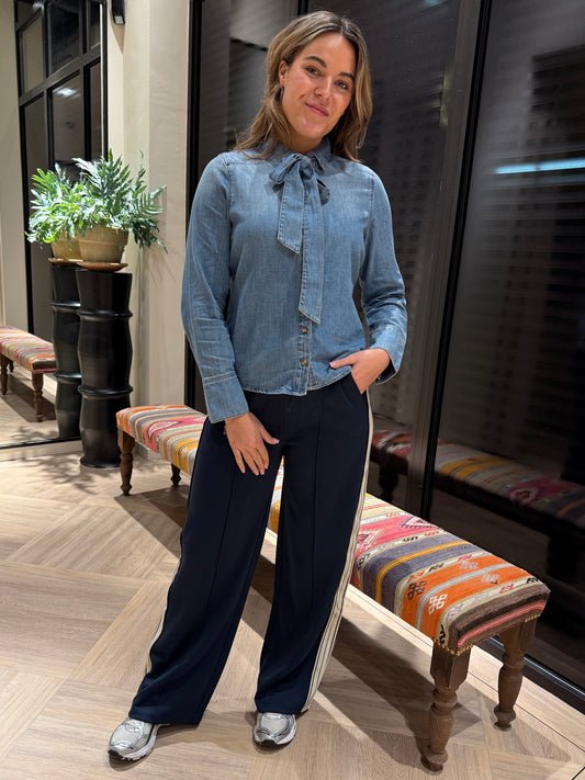 Geisha Blouse Denim Strik - Peet kleding