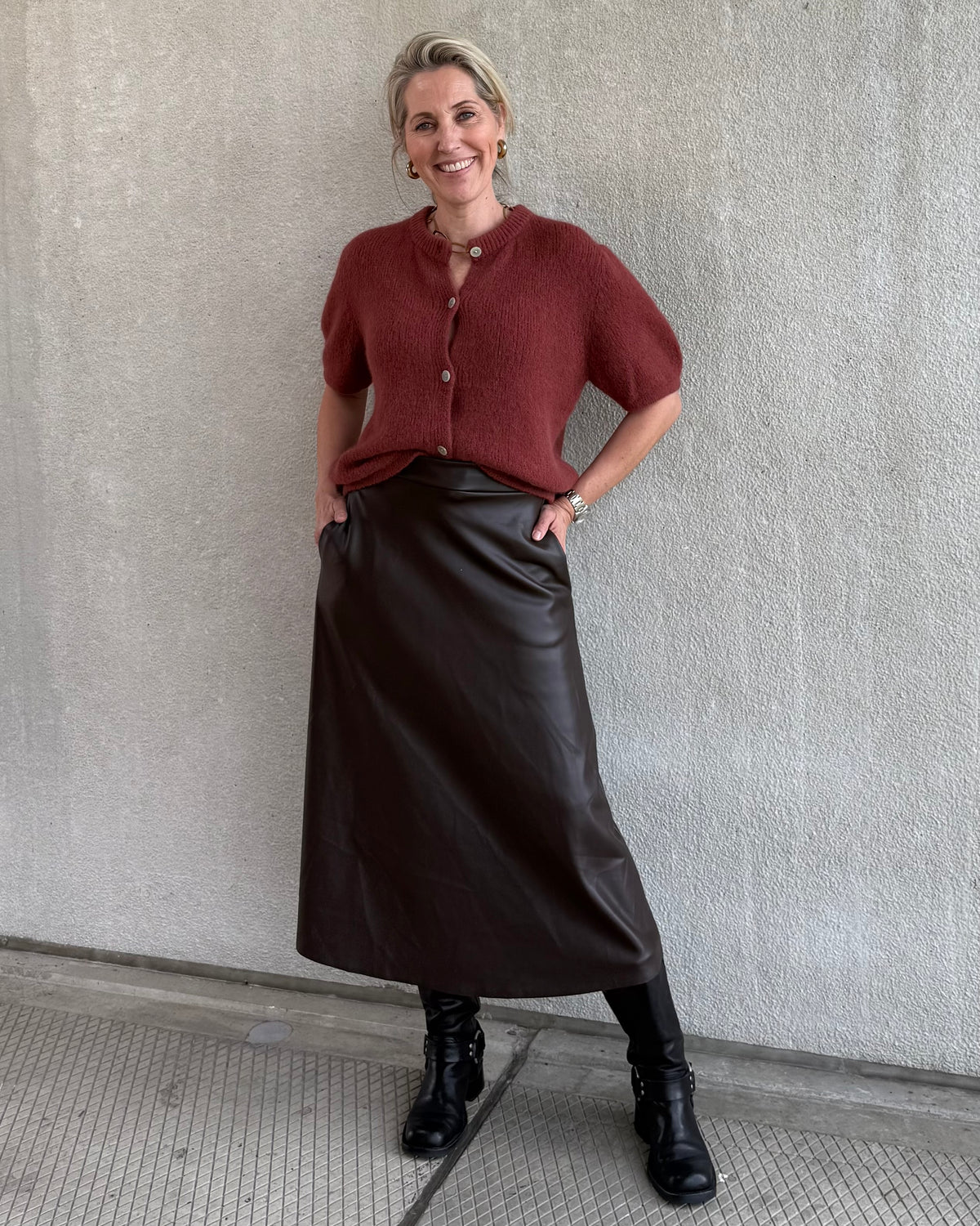 Rok Miriam Leather Donkerbruin - Peet kleding