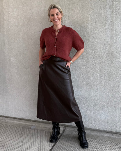 Rok Miriam Leather Donkerbruin - Peet kleding