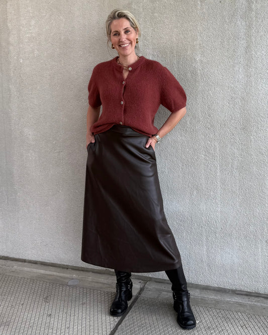 Rok Miriam Leather Donkerbruin - Peet kleding