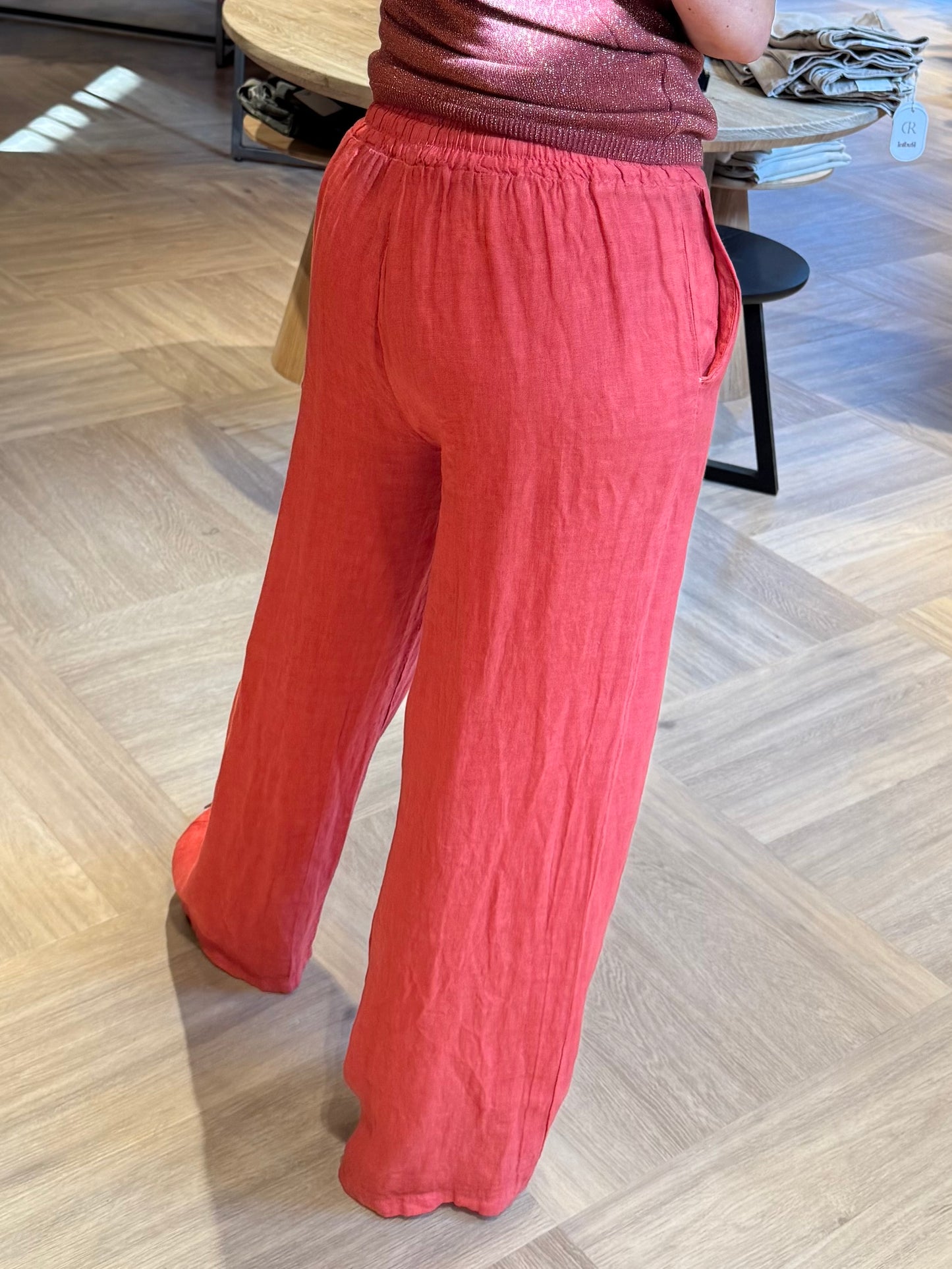 Broek Linnen Fiona Framboos