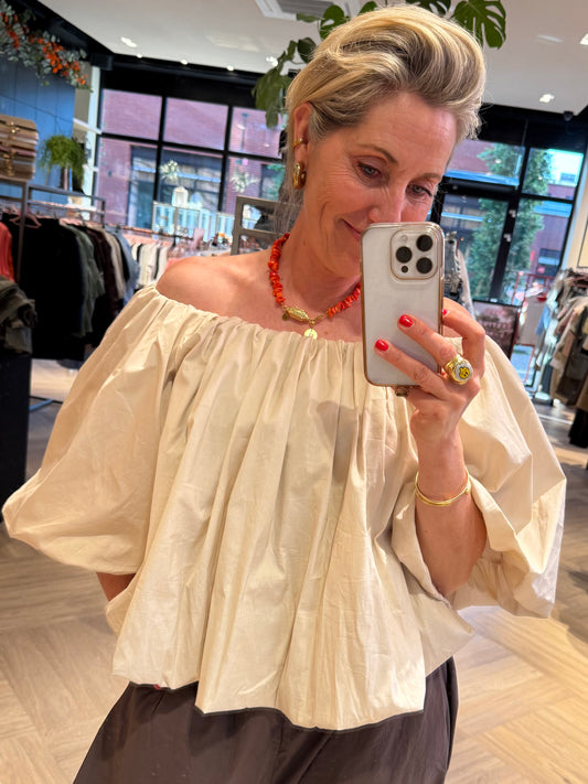 Azzurro Blouse Eef Beige - Peet kleding