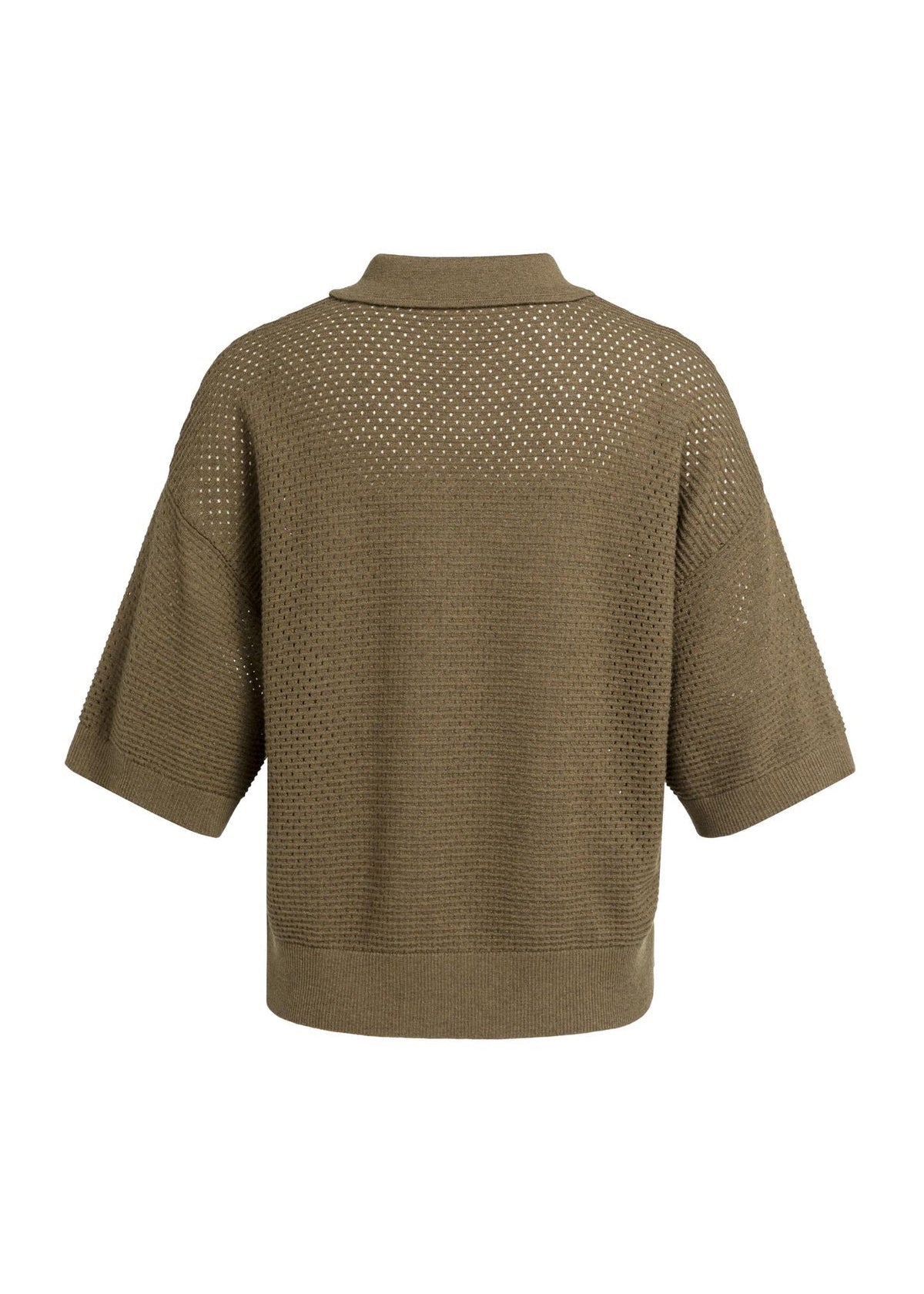 Yaya Vest Opengewerkt Teak Brown - Peet kleding