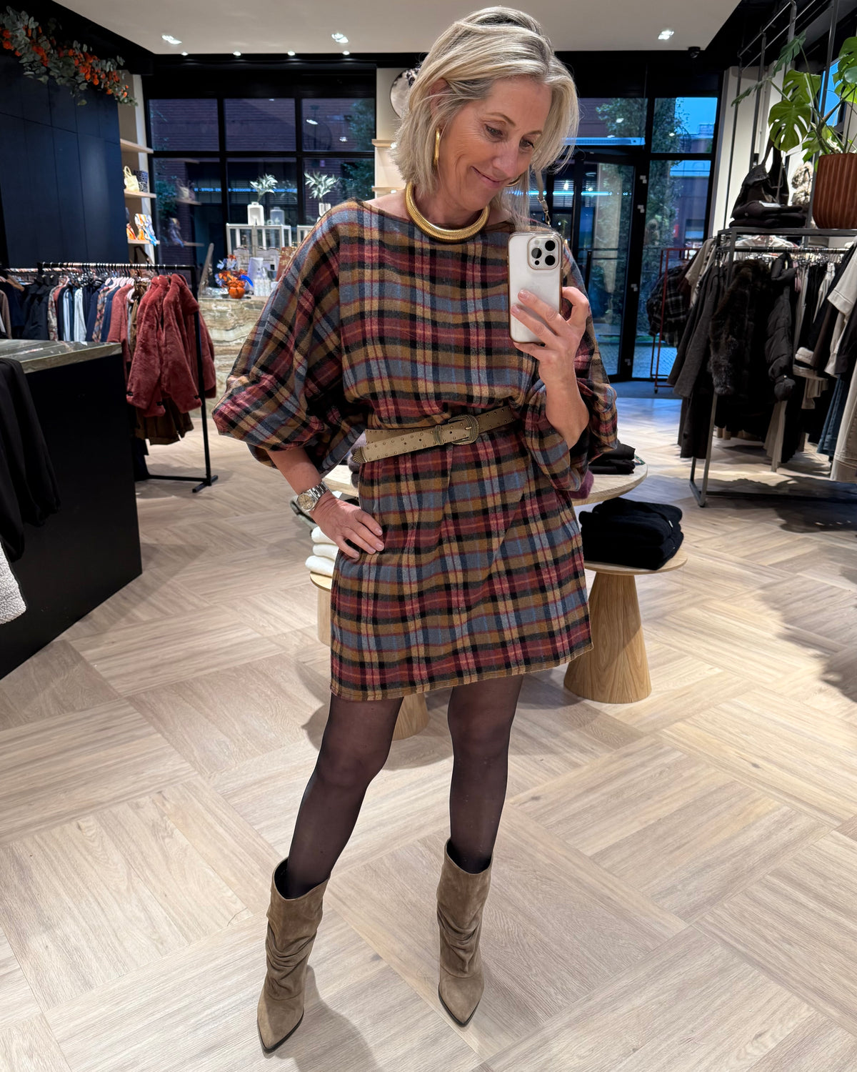 Jurk Roos Jeansblauw Bordeaux - Peet kleding