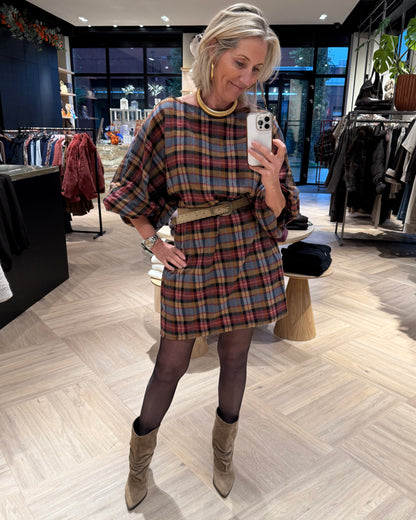 Jurk Roos Jeansblauw Bordeaux - Peet kleding