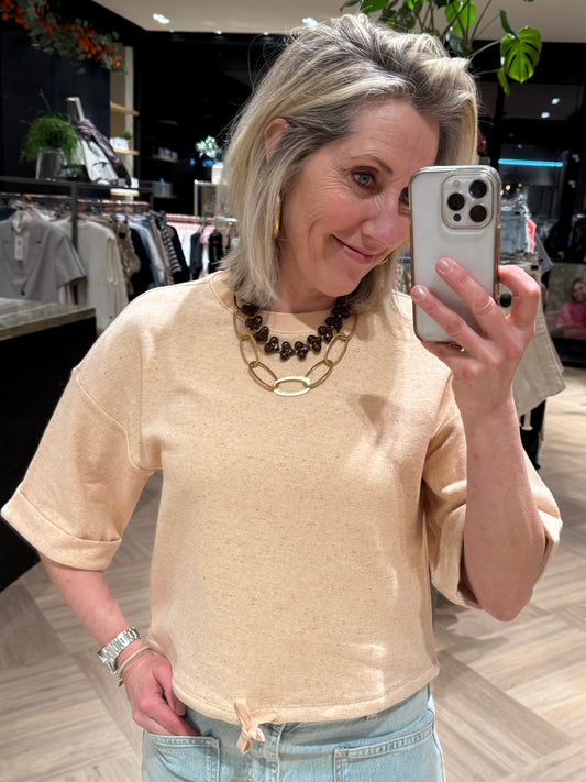 Yaya Sweater Omslag Mouw Peach - Peet kleding