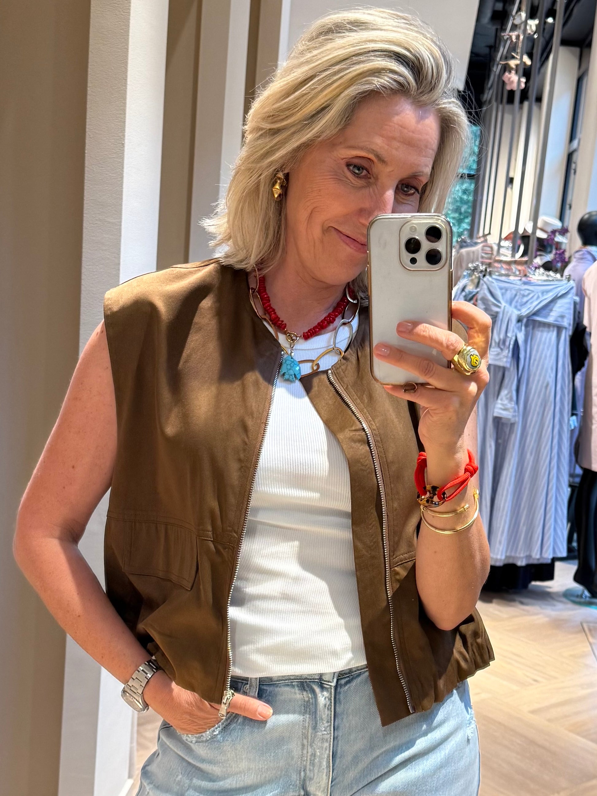 Azzurro Berber Gilet Bruin - Peet kleding