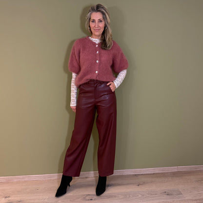 Ambika Barrel Broek PU Bordeaux - Peet kleding