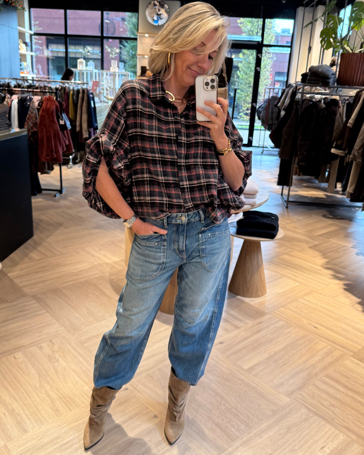 Blouse Roos Koraal Antraciet - Peet kleding