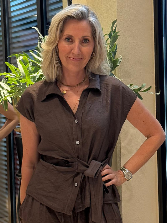 Blouse Amy Strik Bruin - Peet kleding