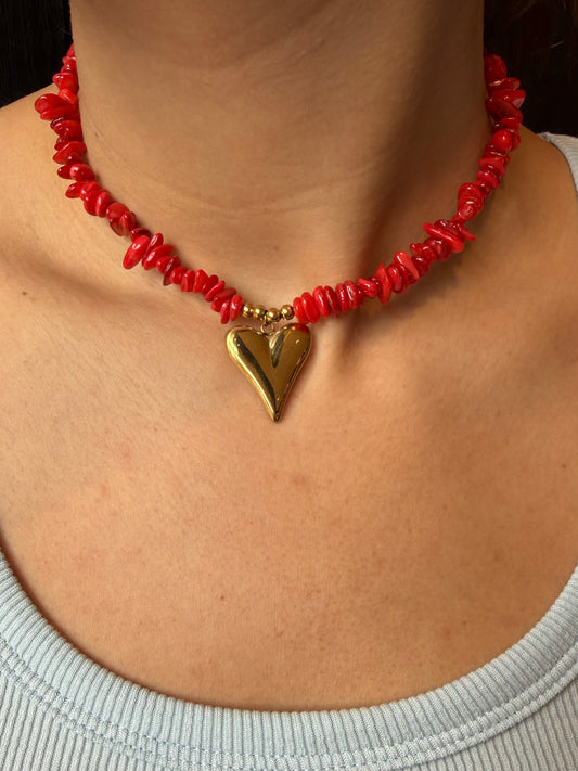 Kralen Ketting Hart Rood - Peet kleding