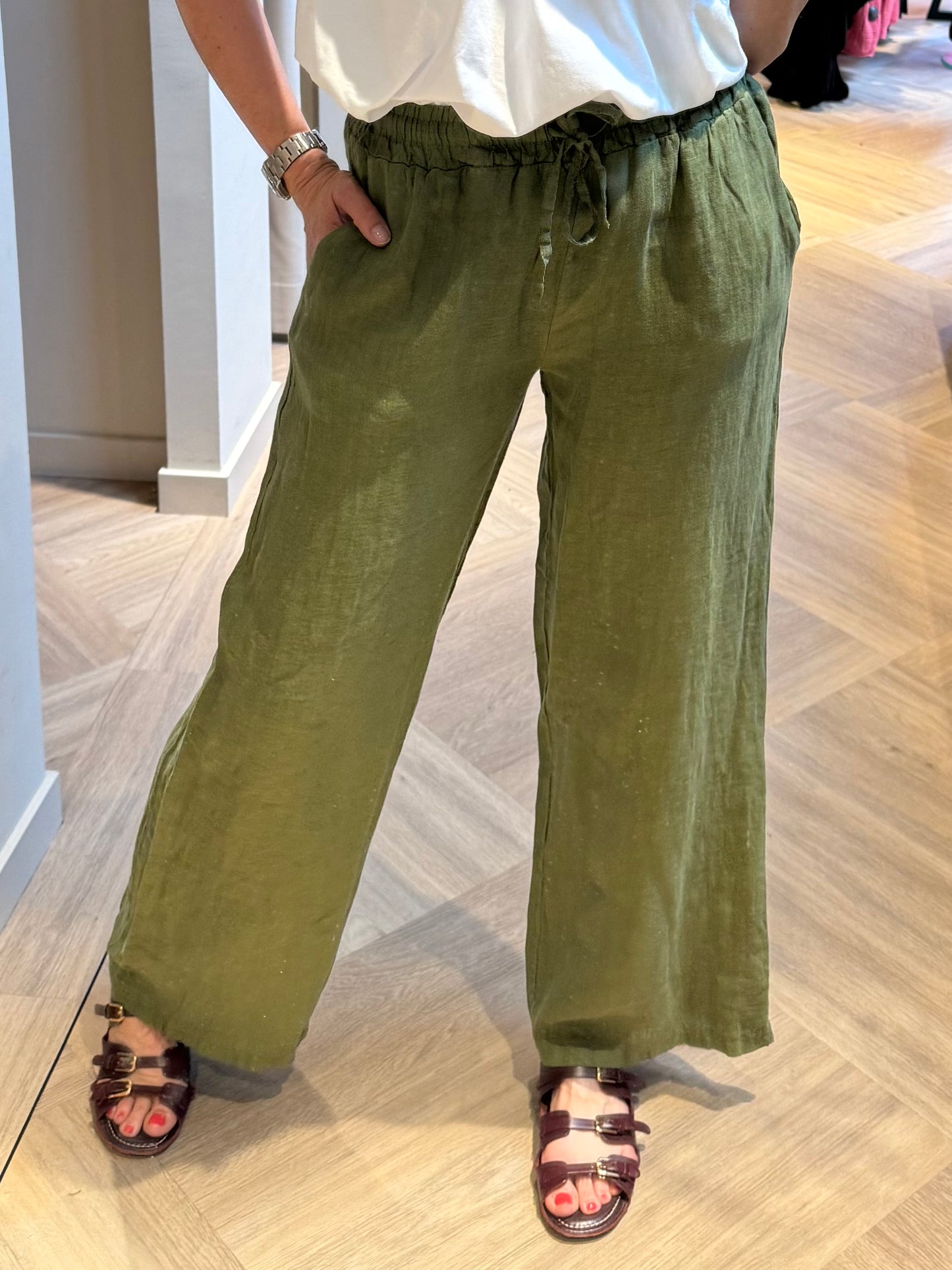 Broek Linnen Fiona Groen