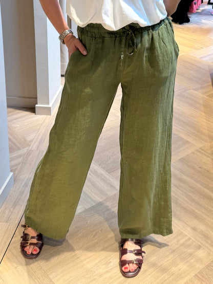 Broek Linnen Fiona Groen