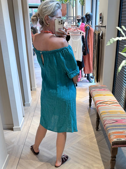 Jurk Maartje Linnen Turquoise
