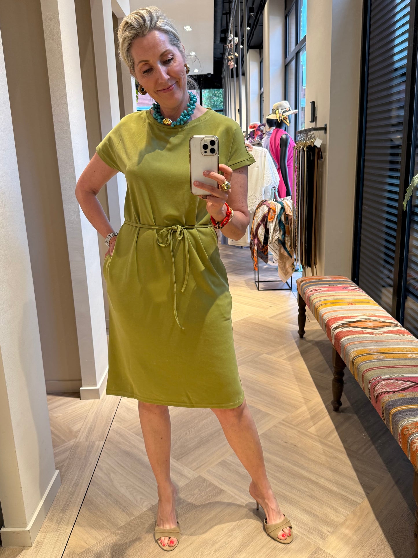 Azzurro Jurk Jill Groen - Peet kleding