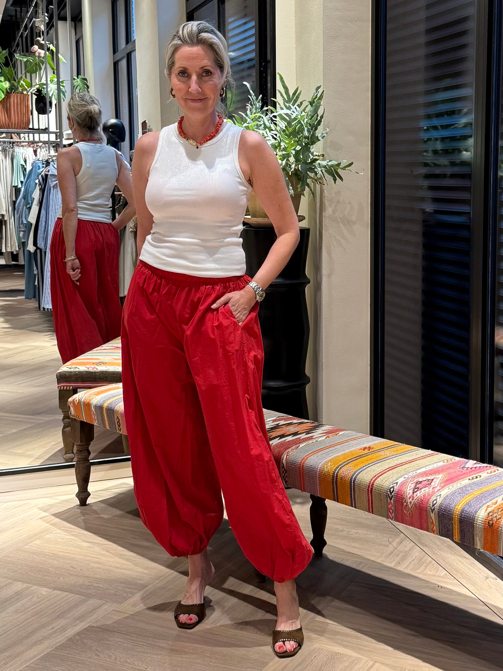 Broek Parachute Rood - Peet kleding