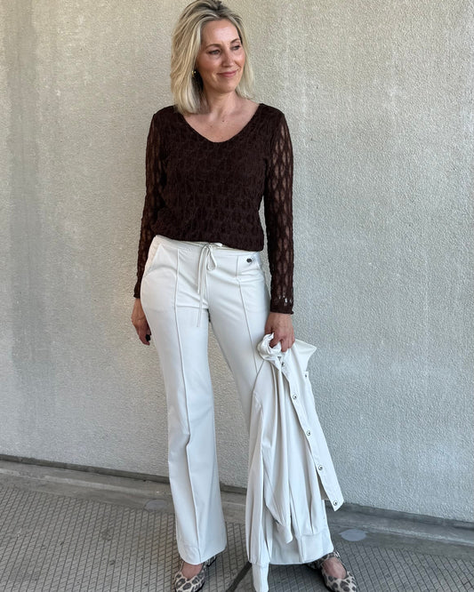 Triple Nine - Kanten Top Lucy Donkerbruin - Peet kleding