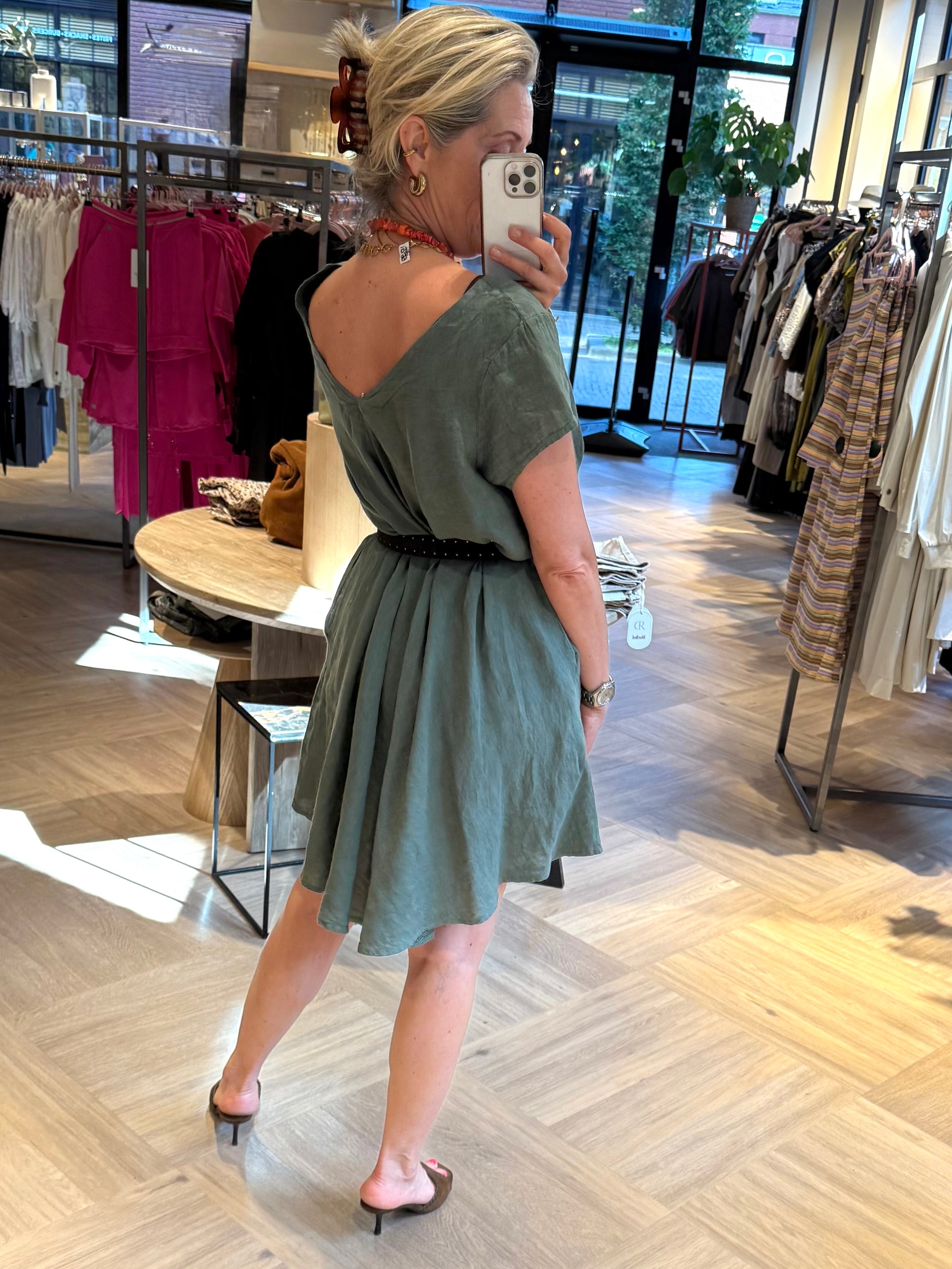 Jurk Kaartje V-Hals Army - Peet kleding