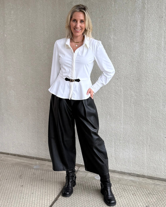 Broek Carol Culotte PU Bordeaux - Peet kleding