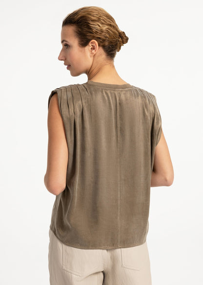 Yaya Top Silk Teak Brown