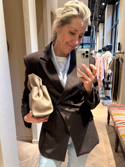 Tas Leder Polly Taupe - Peet kleding