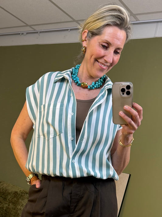 Blouse Boxy Streep Azur - Peet kleding