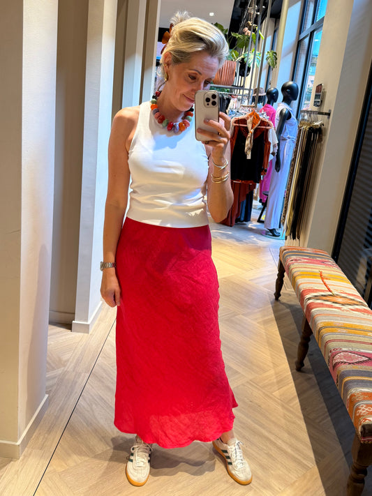 Rok Linnen Fiona Cerise