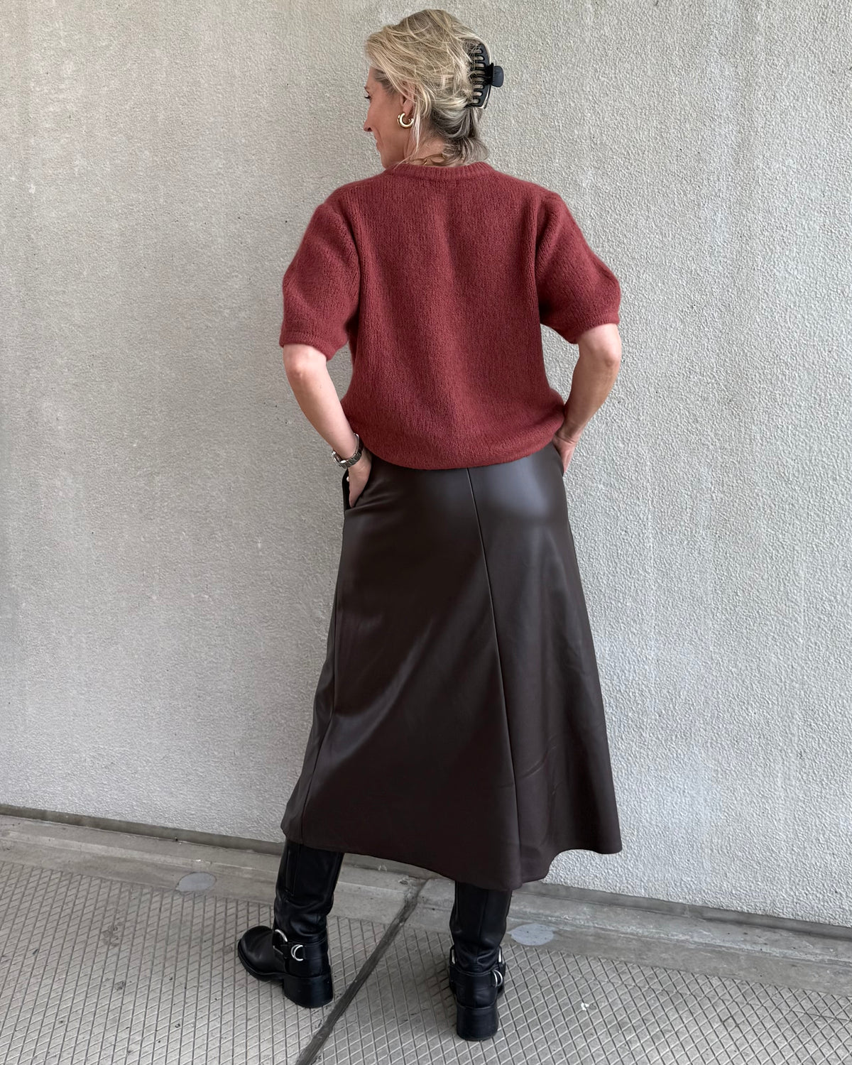 Rok Miriam Leather Donkerbruin - Peet kleding
