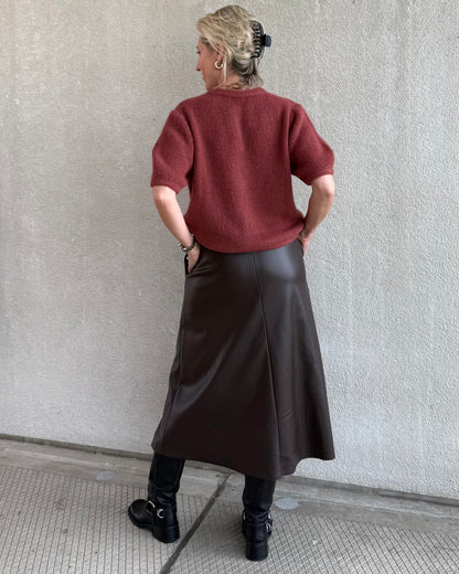 Rok Miriam Leather Donkerbruin - Peet kleding