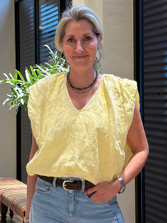 Blouse Linnen Boxy Geel - Peet kleding