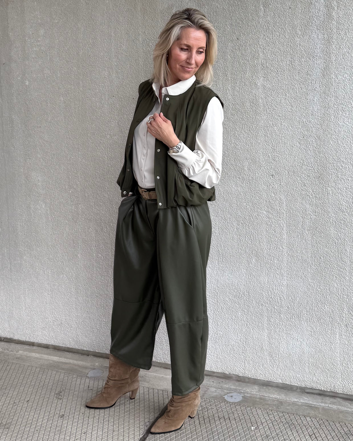 Triple Nine - Bodywarmer Bo Olijfgroen - 92428 - Peet kleding