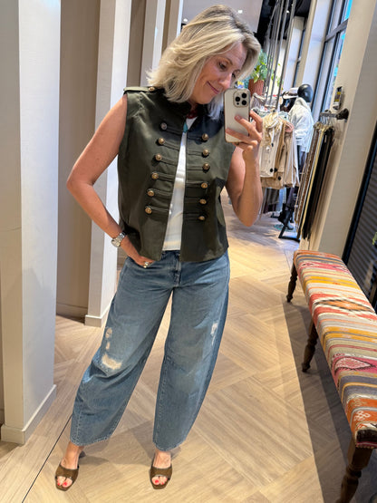 Gilet Military Style Armygroen - Peet kleding