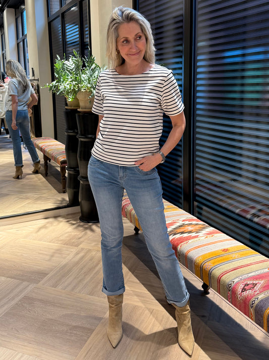 Red Button Korte Mouw Shirt Terry Donkerblauw - Peet kleding