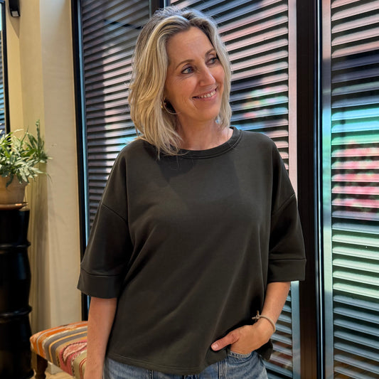 Azzurro Sweater Mia Army/Grijs - Peet kleding