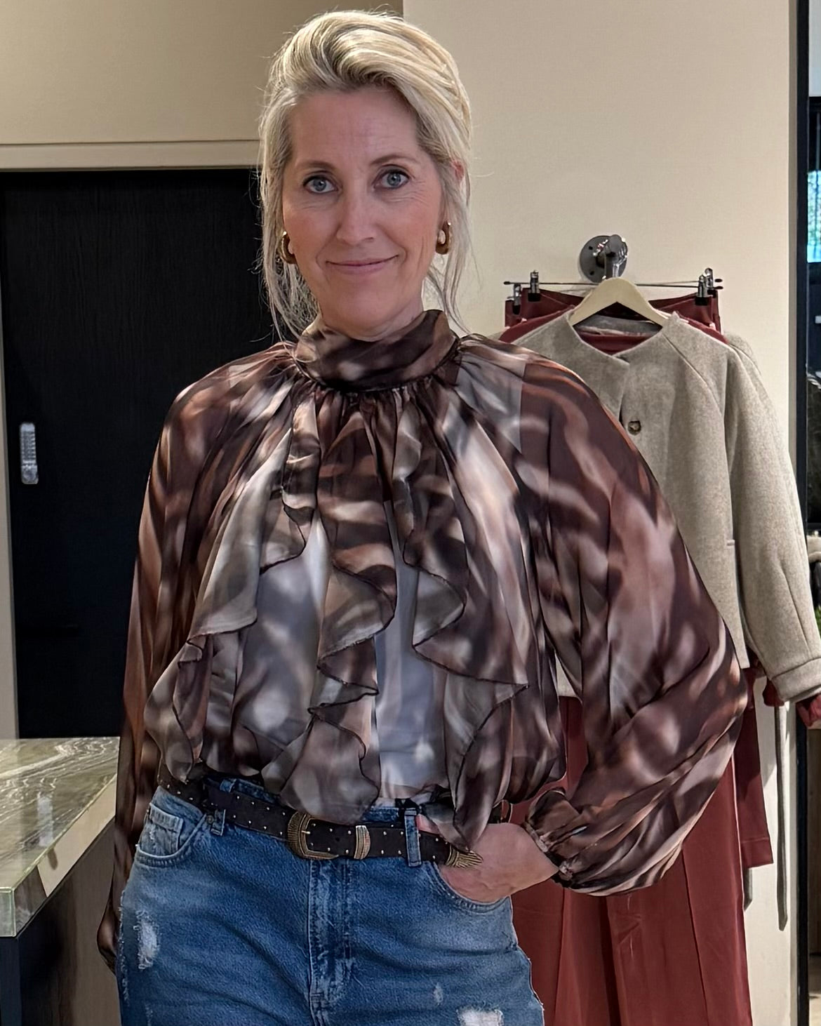 Blouse Chiffon Bruin Zand - Peet kleding