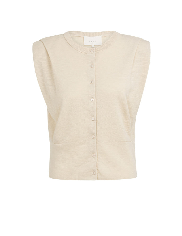 Yaya Vest Zonder Mouw Creme - Peet kleding