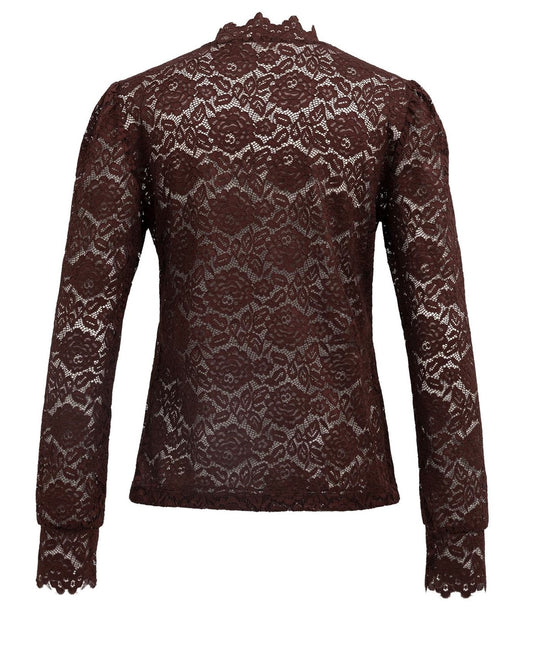 Yaya Lace Top Chocolat Red - Peet kleding