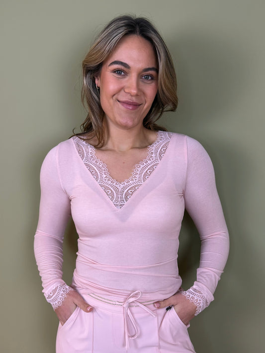 Triple Nine - Cashmere Top Lou Lou Poederroze - 9003 - Peet kleding