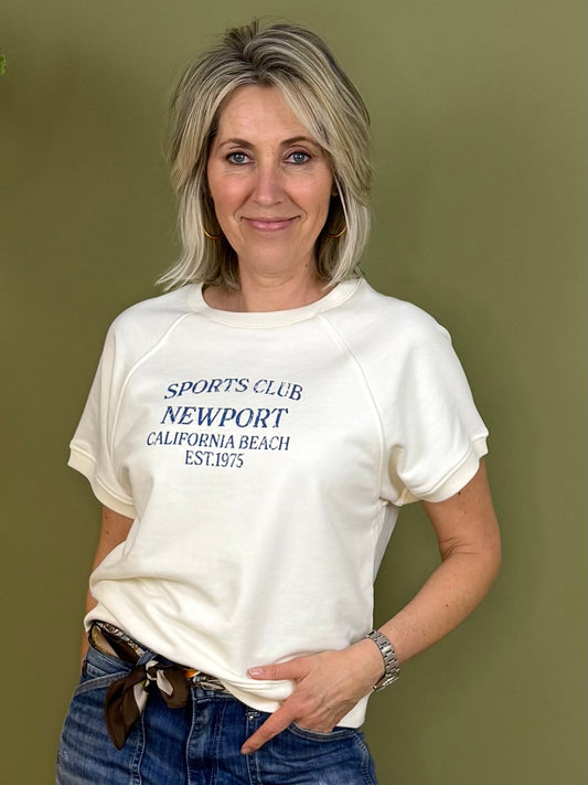 Geisha Sweater Korte Mouw Offwhite - Peet kleding