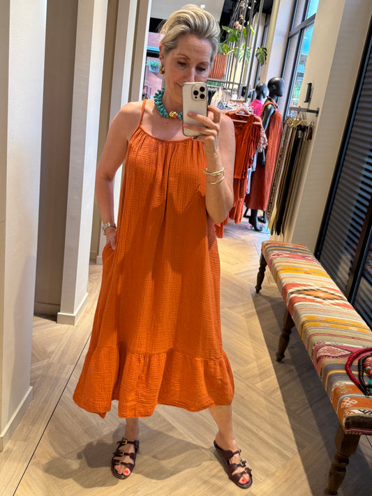 Jurk Marouska Mouseline Brique - Peet kleding