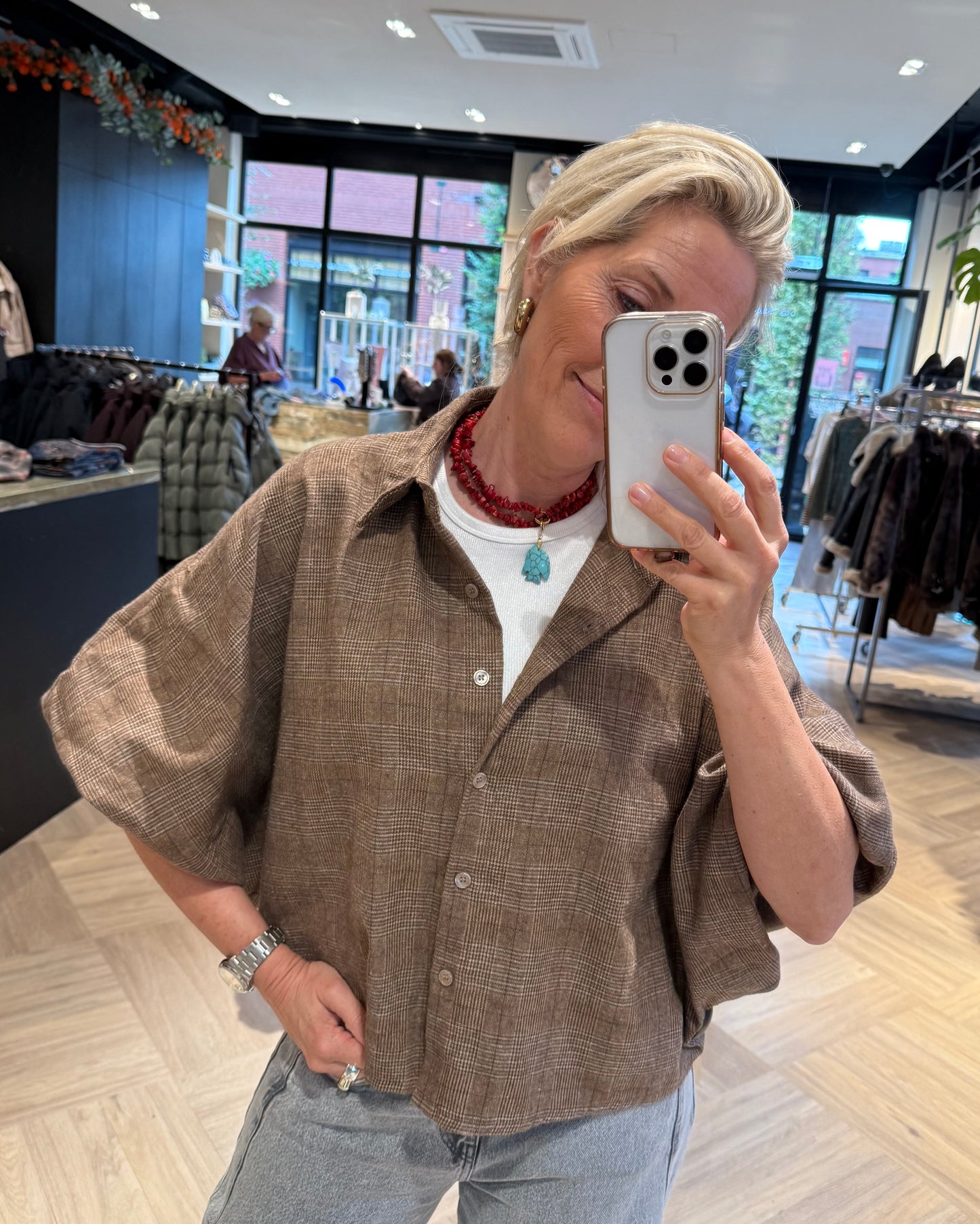 Blouse Roos Ruiten Caramel - Peet kleding