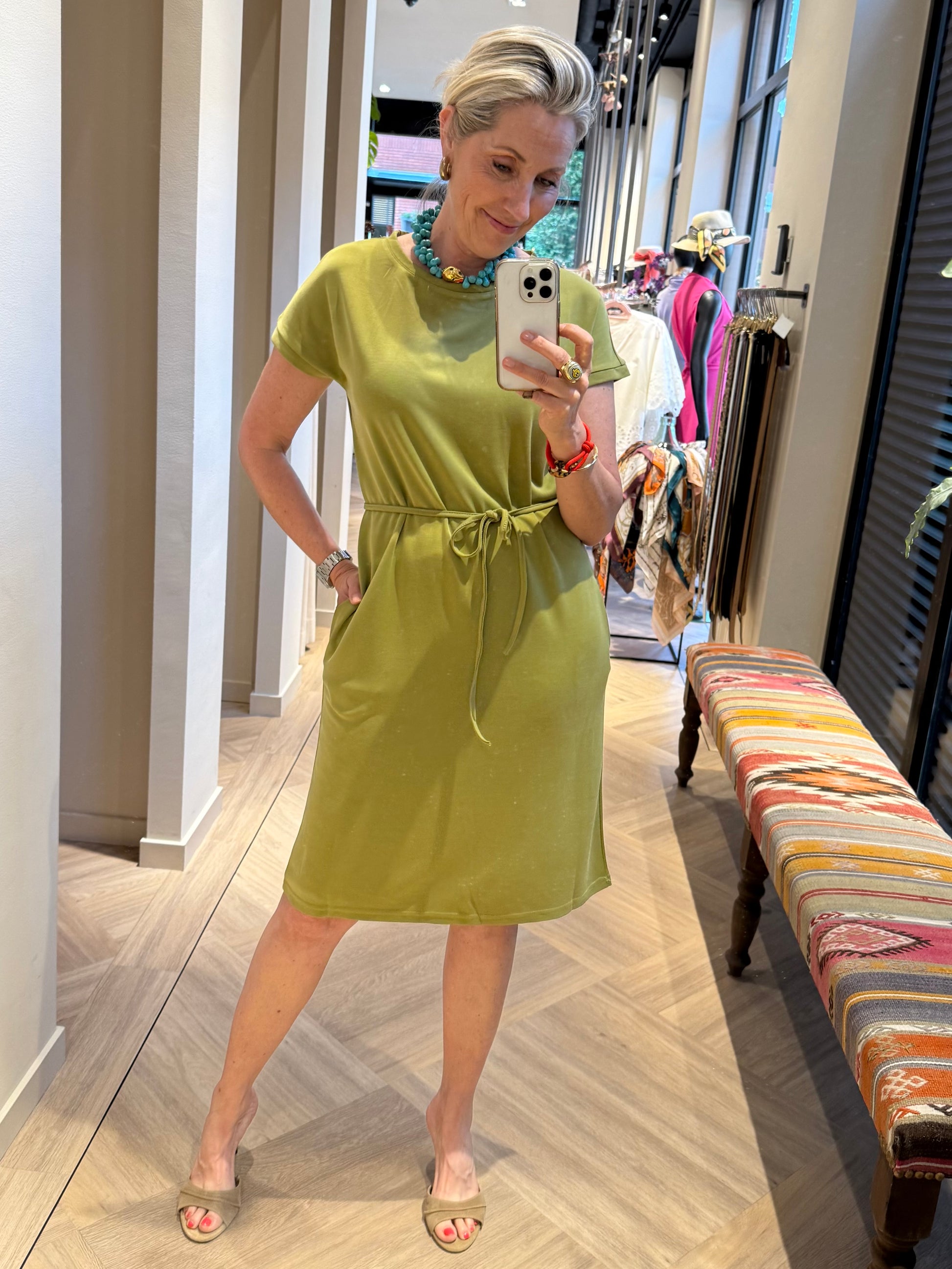Azzurro Jurk Jill Groen - Peet kleding