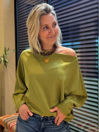 Azzurro Sweater Gaby Olijfgroen - Peet kleding