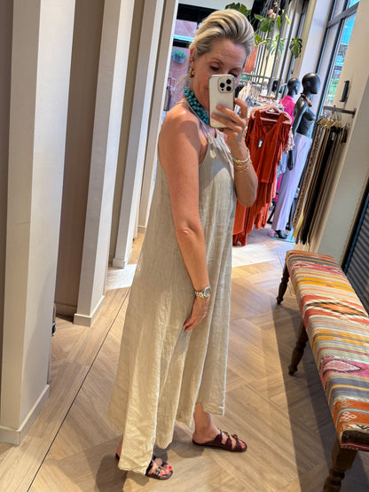 Jurk Marina Linnen Zand - Peet kleding
