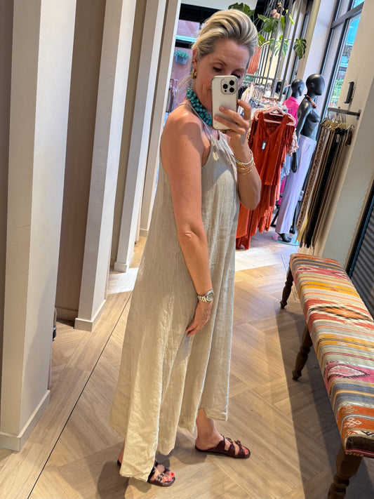 Jurk Marina Linnen Zand - Peet kleding