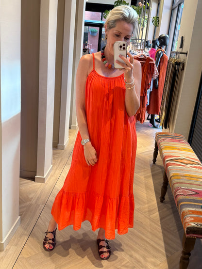 Jurk Marina Linnen Rood - Peet kleding