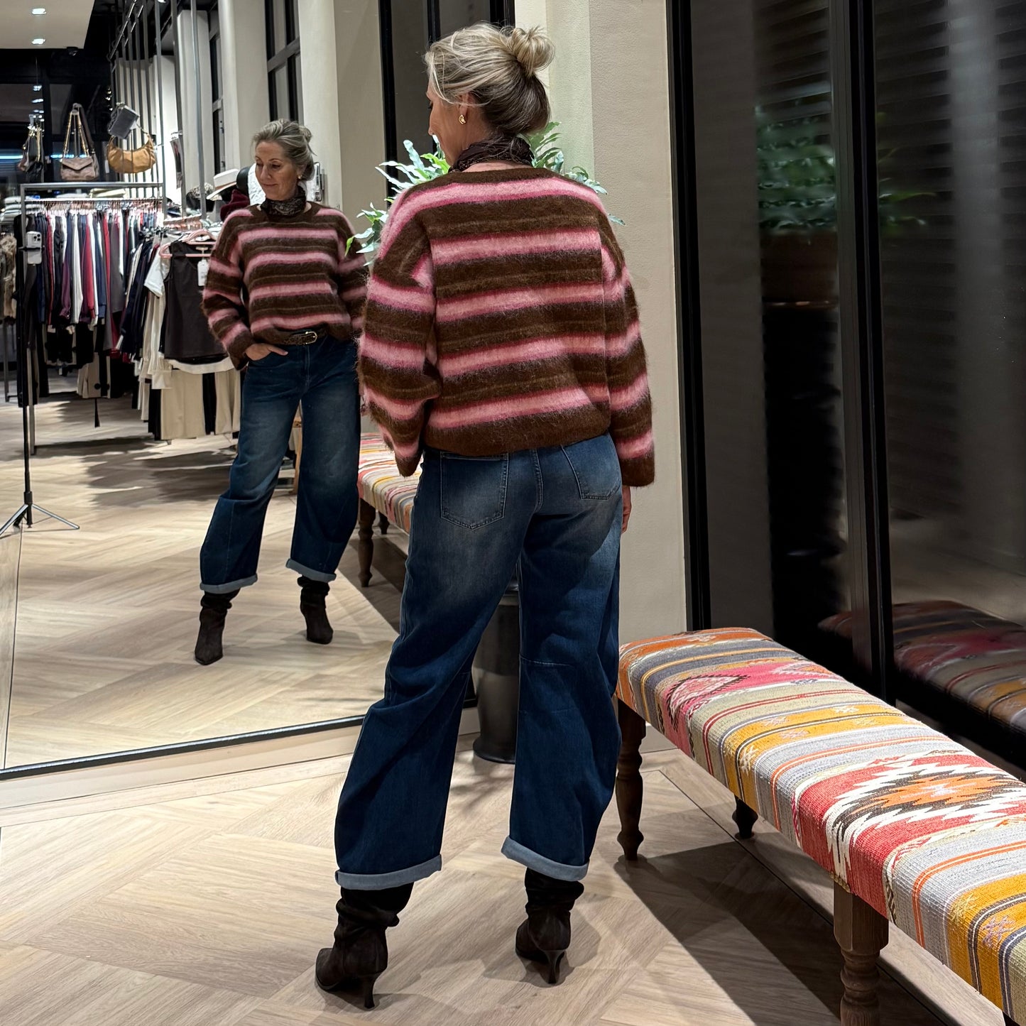 Azzurro Trui Stripes Roze - Peet kleding