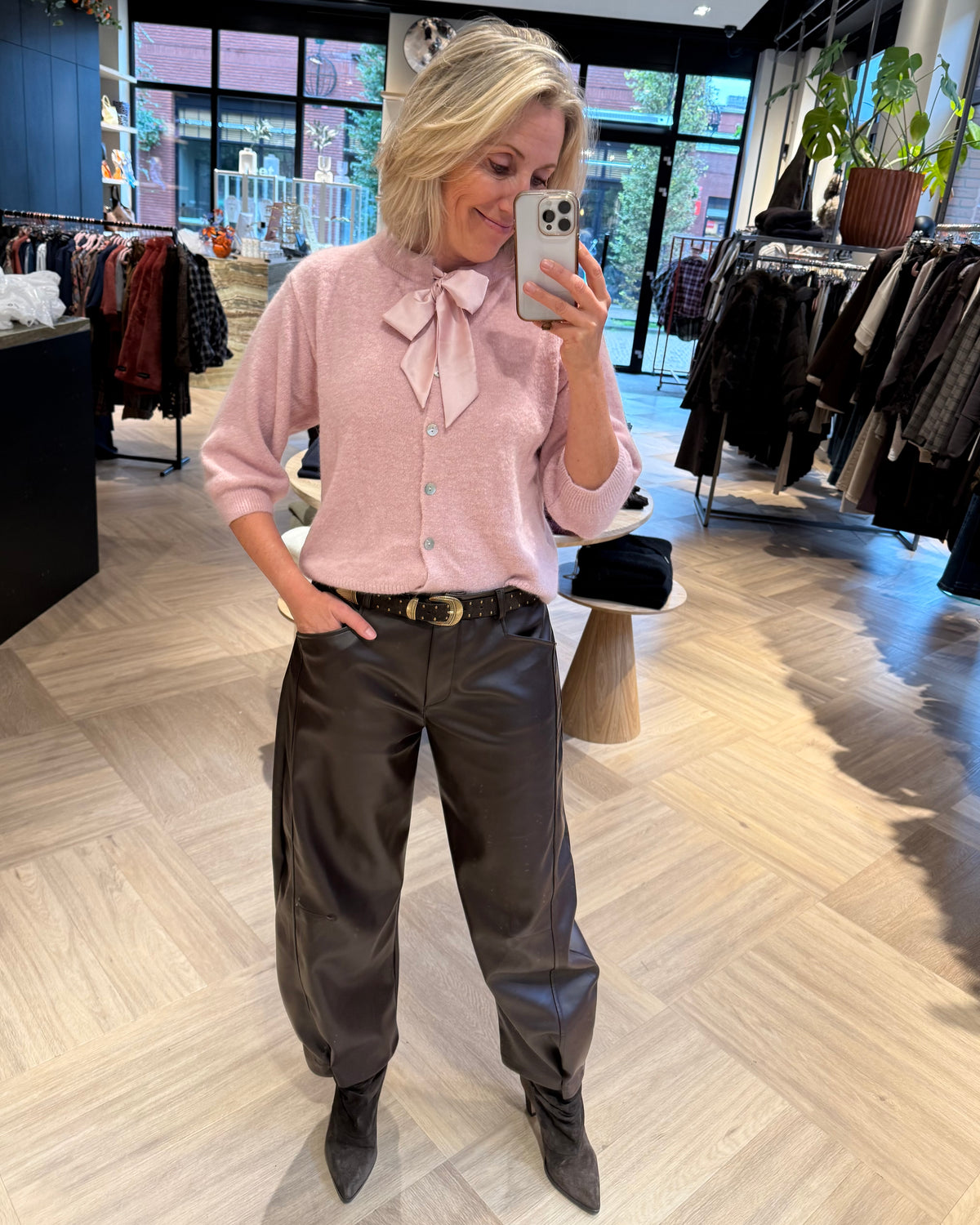 Angora Vest Strik Zachtroze - Peet kleding