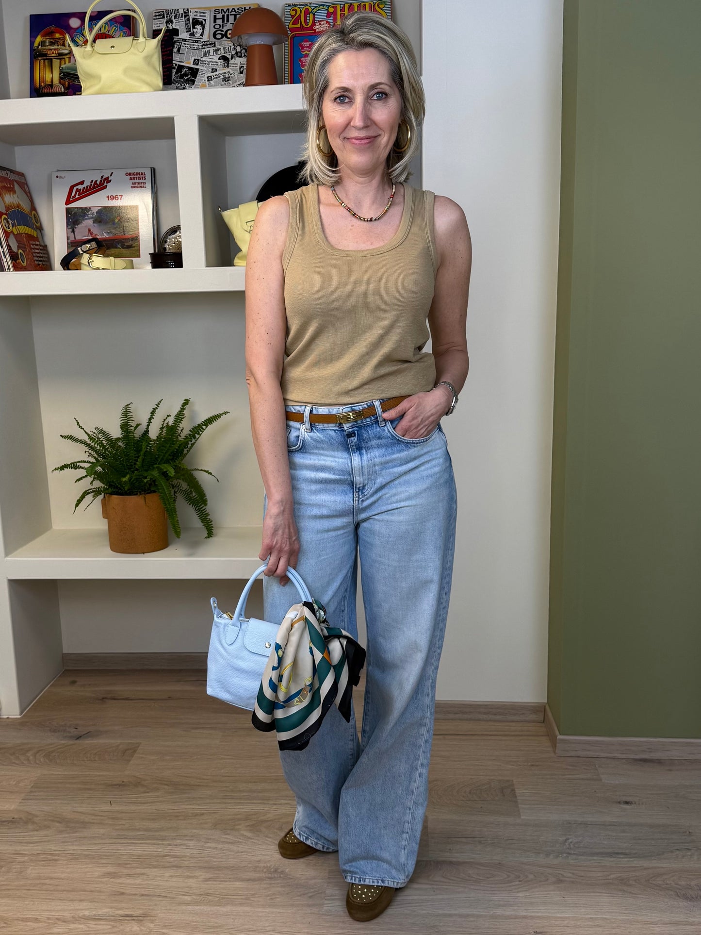 Yaya Singlet Rib Beige - Peet kleding